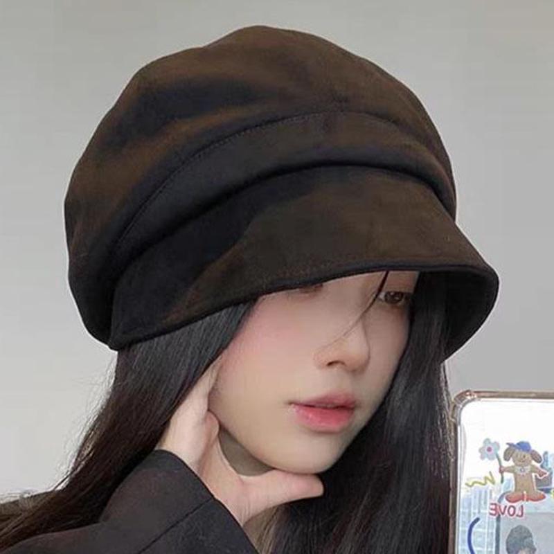 / Beanie Plain Newsboy Cap Beanie - Black One Size