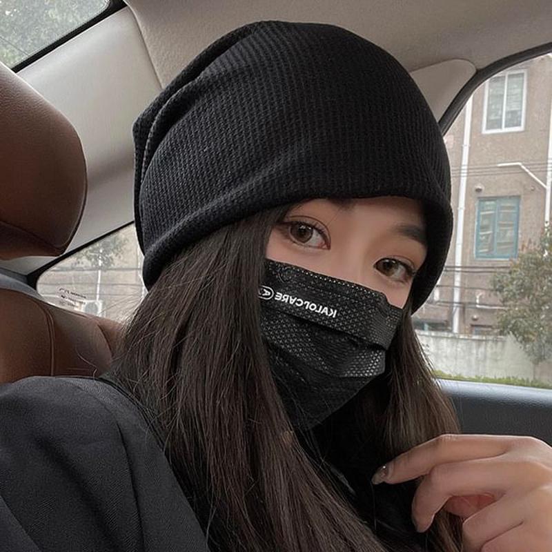 / Slouchy Beanie Cuffed Plain Black One Size