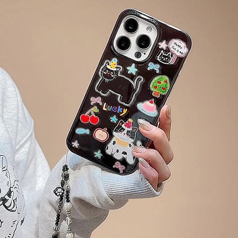 with Case Strap Phone Cat With Strap - Black iPhone 14 Pro Max