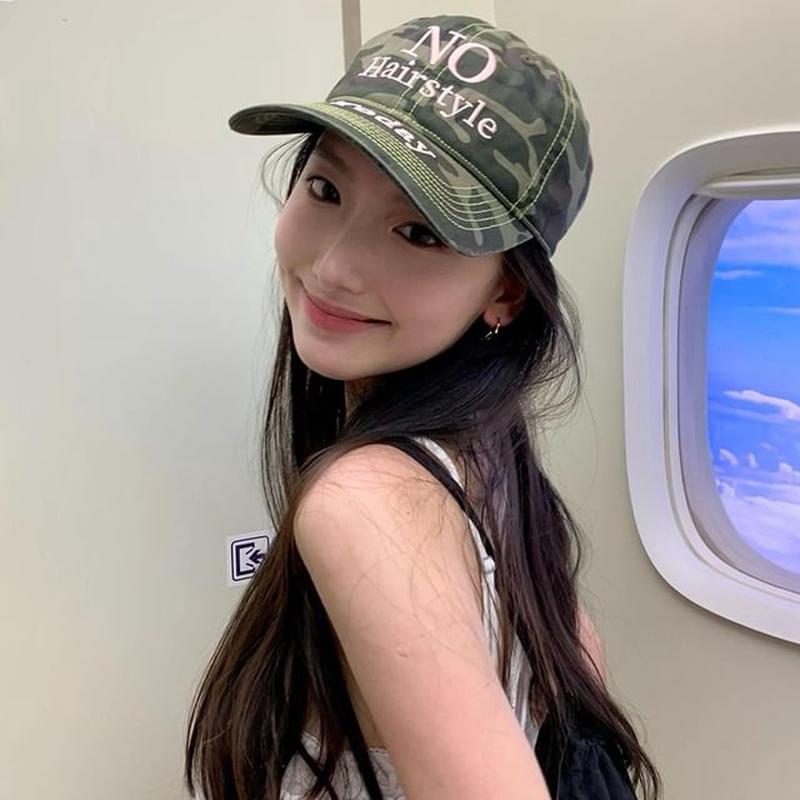 Print Embroidered Cap Camo Letter Baseball