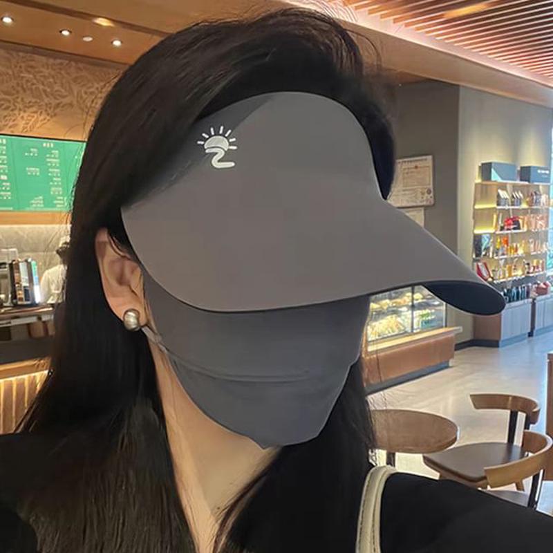 Sun Hat Print Visor With Label - Beige One Size