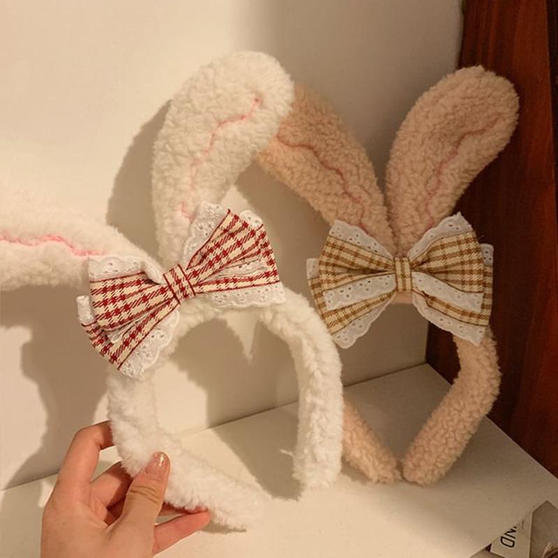 Band Ear / Rabbit Hair Wash Headband Face White One Size