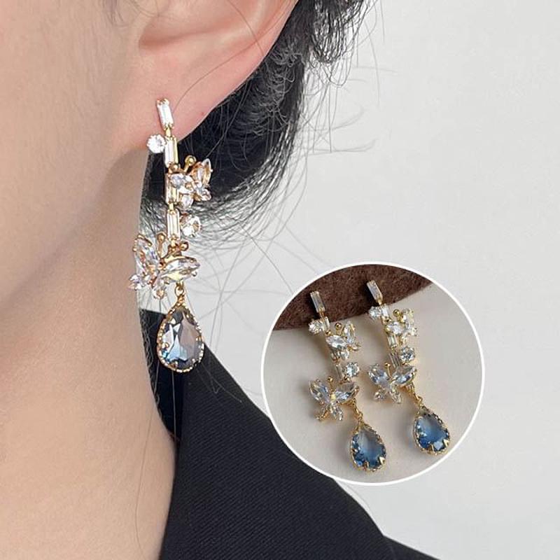 Alloy Butterfly Earring Dangle Rhinestone