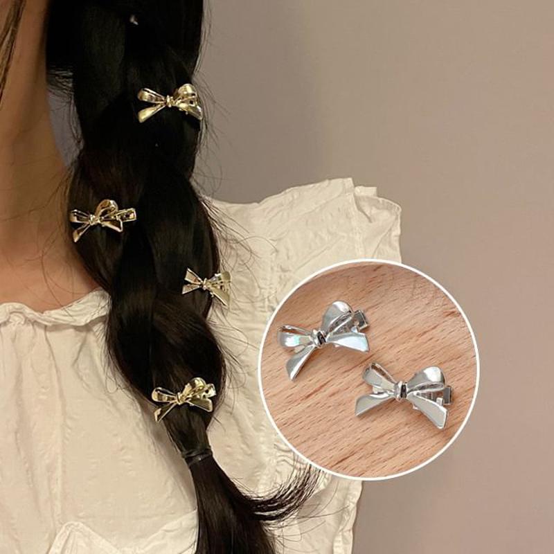 Bow Hair Clip Alloy Gold One Size