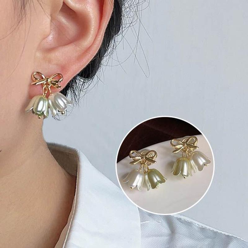 Floral Alloy Bow Earring Drop