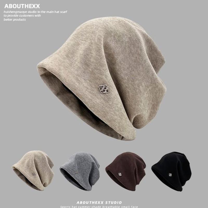 Letter Beanie Slouchy B Plate Metal Gray One Size