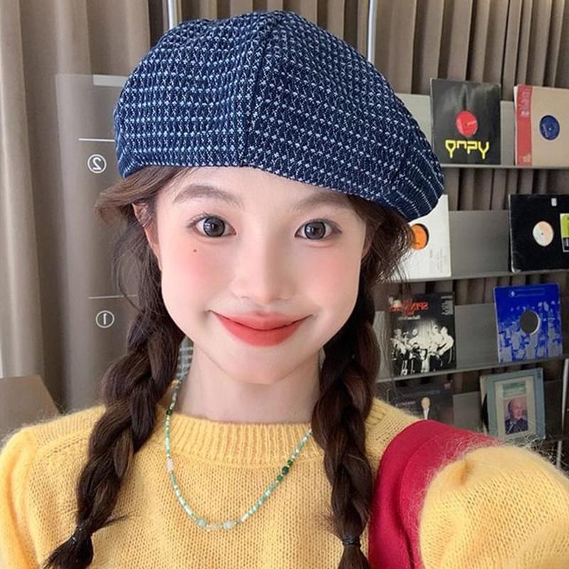 Beret / Cap Newsboy Denim Beret - Dark Blue One Size