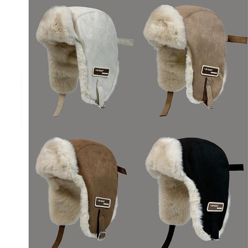 Hat Faux Fleece-Lined Trapper Suede N44 - Khaki One Size