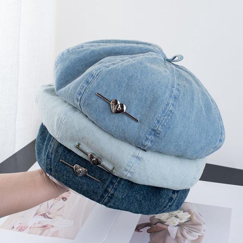 Beret Washed Denim Blue One Size