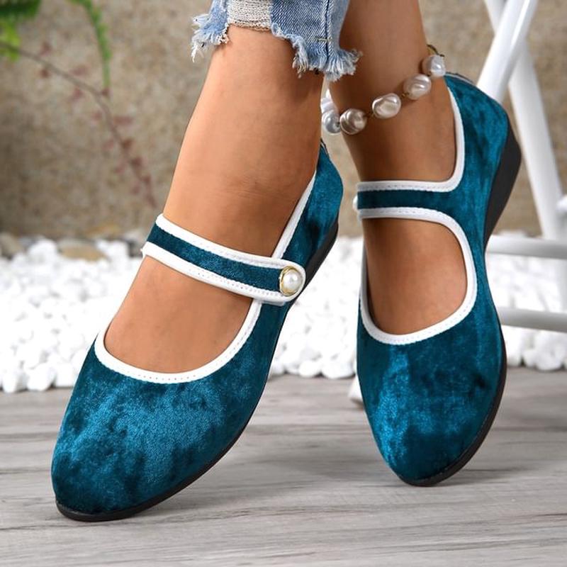 Jane Trim Contrast Mary Wedge Shoes Peacock Blue 37