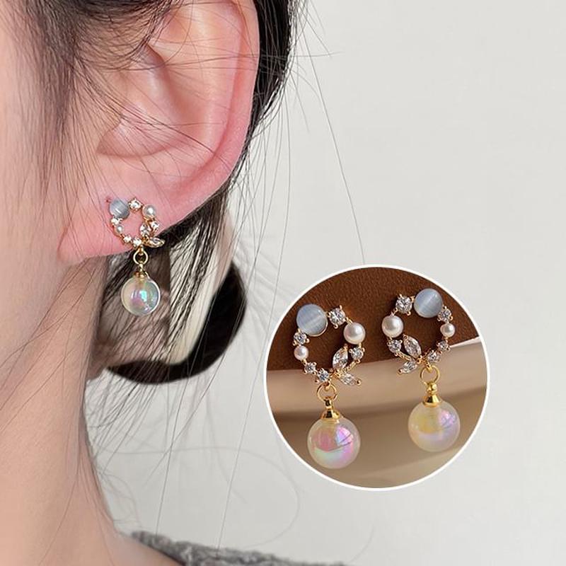 Pearl Rhinestone Alloy Earring Faux Drop