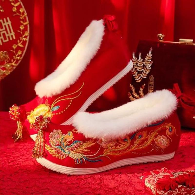 (Various Heel Beaded Hidden Embroidered Designs) Pumps Wedge Type 01 - 3.5cm - Red 39