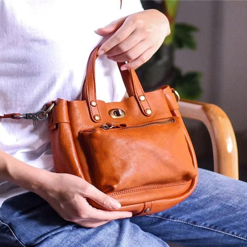 Bag Unique Durable CrossBody Leather Solid Micro Orange Orange