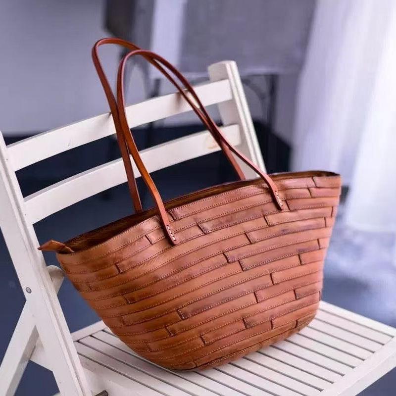 Large New Capacity Leather Shoulder Bags Retro Chocolate