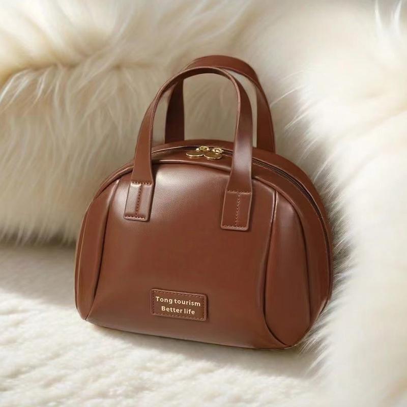 Tote Handbag Durable Solid Leather Casual Brown Faux
