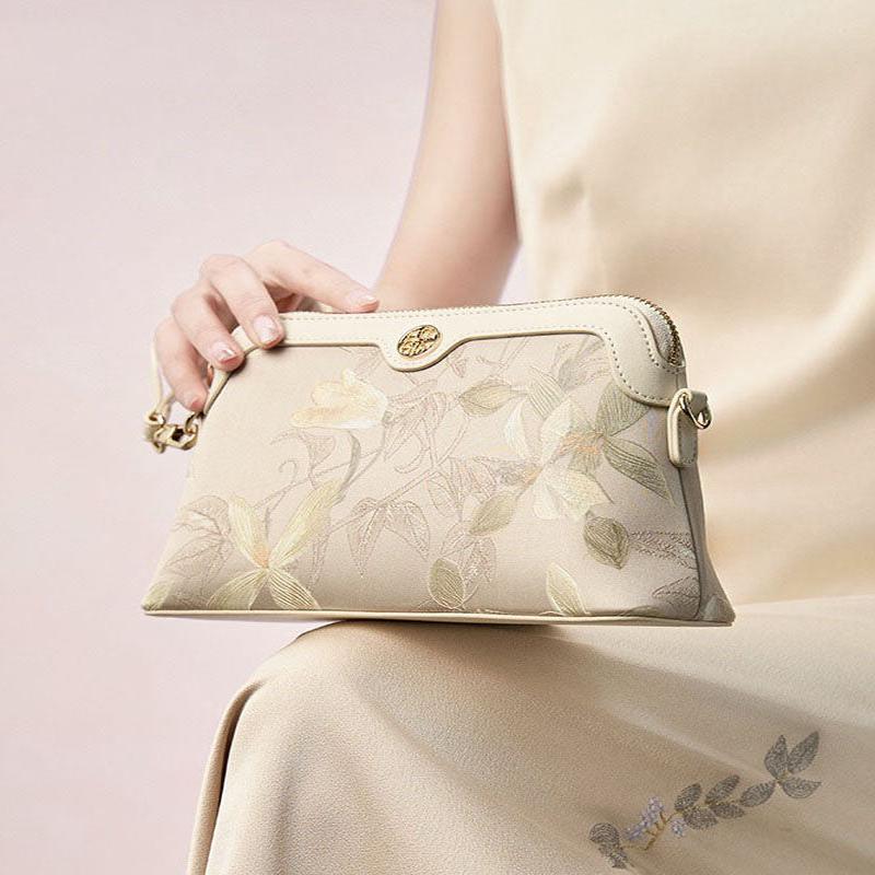 Bag Print Green CrossBody Women Vintage Silk Green