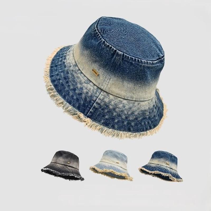 Bucket Frayed Edge With Denim Hat Light Blue One Size