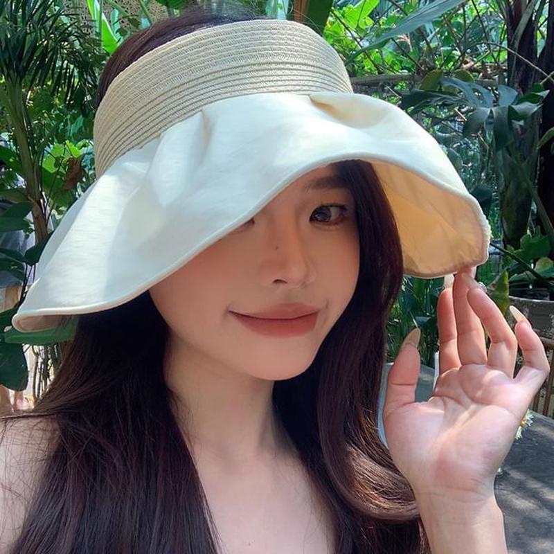 Ruffle Hat Sun Straw Off-White One Size