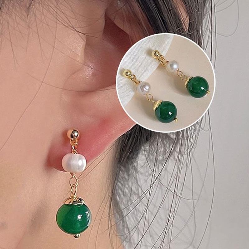Clip-On Earring Drop Pearl Faux Gemstone