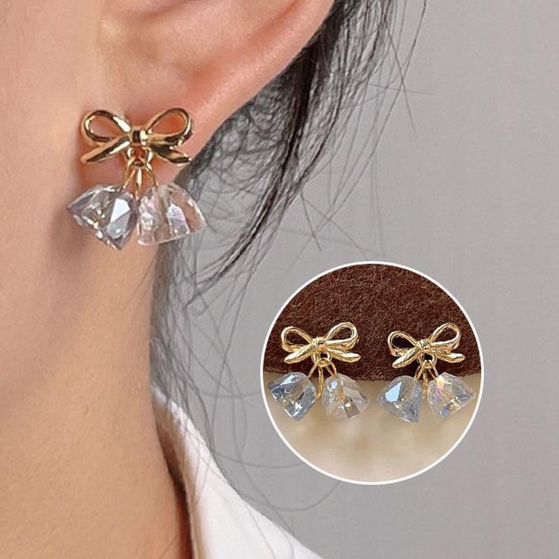 Earring Clip-On Faux Drop Crystal Bow