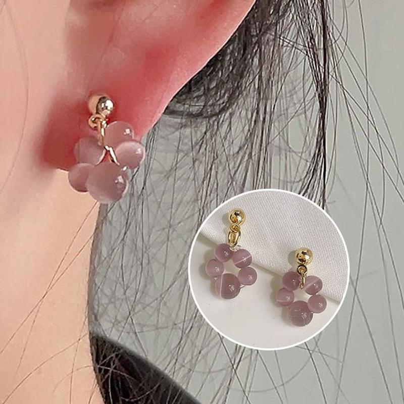 Gemstone Earring Clip-On Beaded Drop