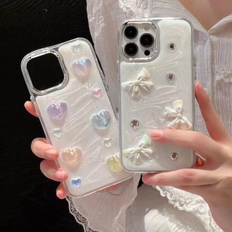 / Case Phone Bow Heart Bow - Transparent iPhone 13