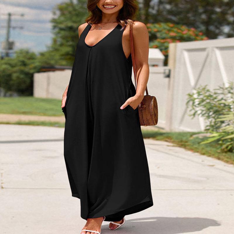 Women Maxi Black Summer Dress Strap Patchwork Spaghetti Black S(Fit for EU 38-40, US 6-8, UK/AU 10-12, IT 42-44)