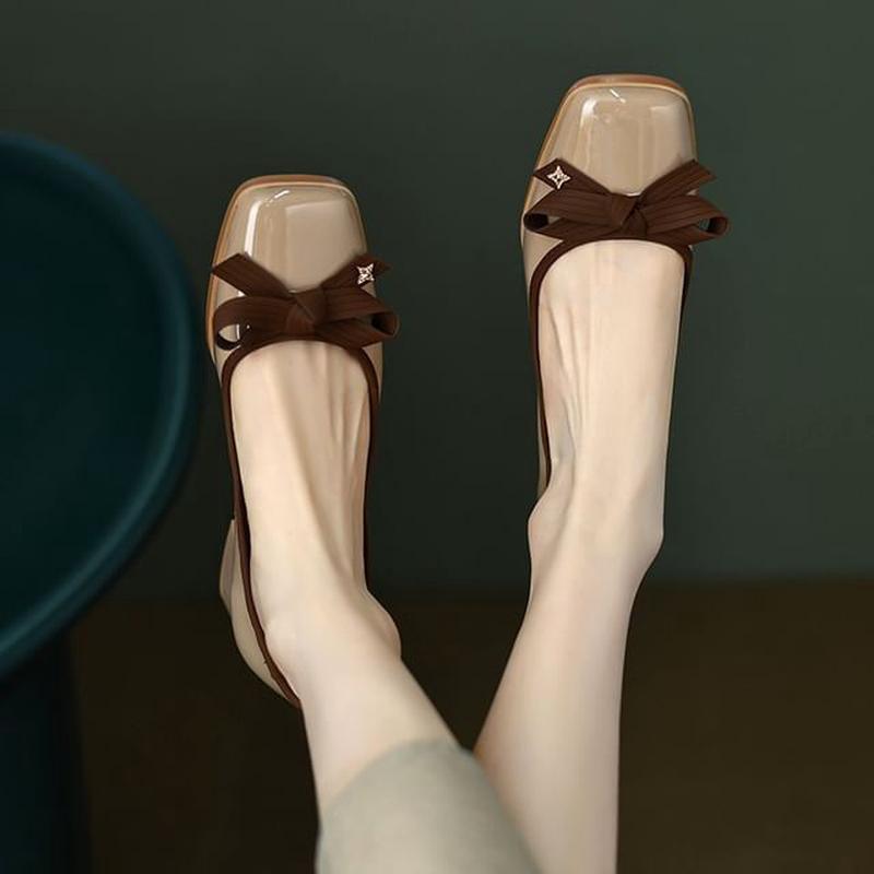 Accent Ribbon Pumps Heel Low Almond 40