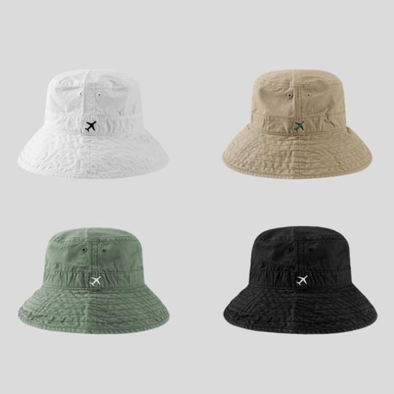 Plane Bucket Embroidered Hat N349 - White One Size