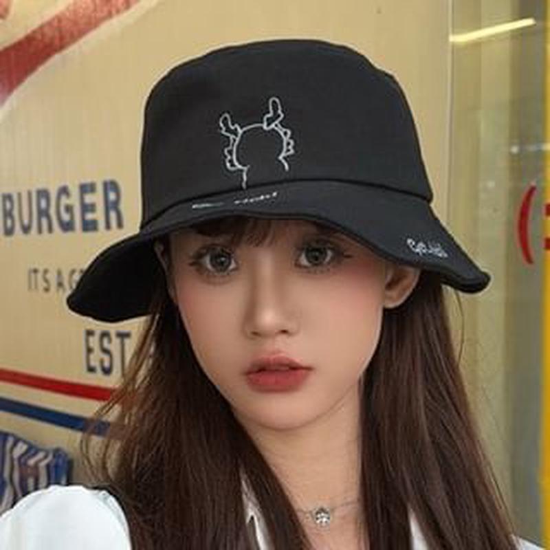 Cartoon Hat Embroidered Bucket N115 - Off-White One Size
