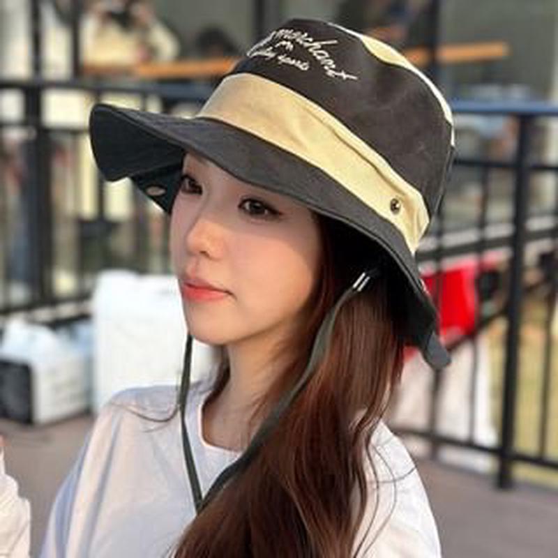 Letter Hat Boonie Embroidered N141 - Wine Red One Size