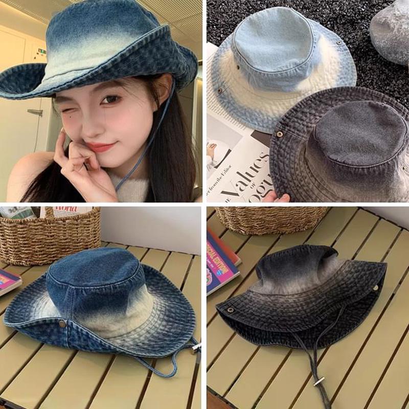 Cowboy Denim Hat Light Blue & White One Size