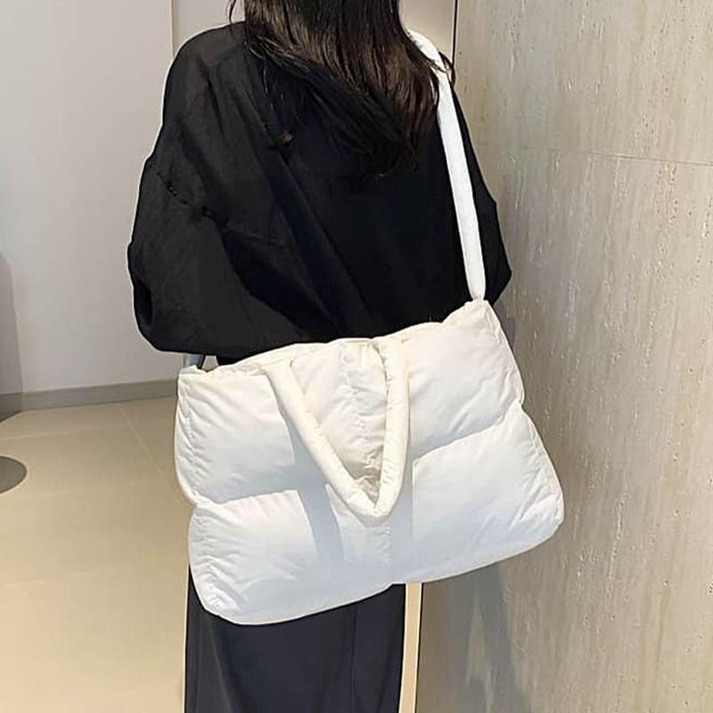Bag Puffer Tote Plain Crossbody White One Size