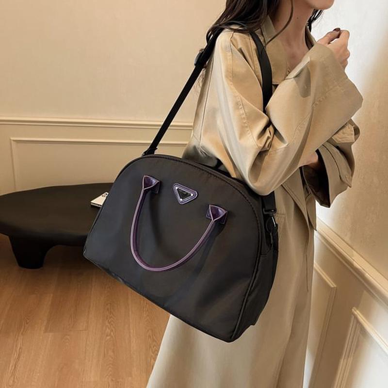 Bag Applique Tote Purple Handle - Black One Size