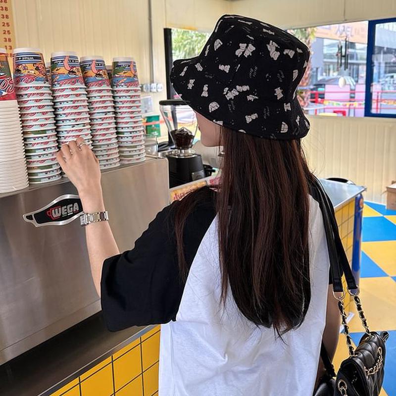 Cotton Bucket Hat Aqua Blue One Size