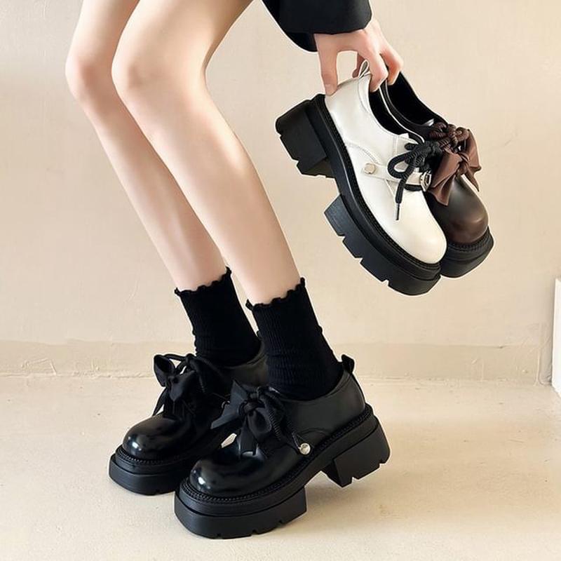 Lace-Up Shoes Derby Platform Brown 40