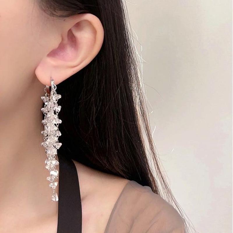 Faux Earring Crystal Alloy Fringed