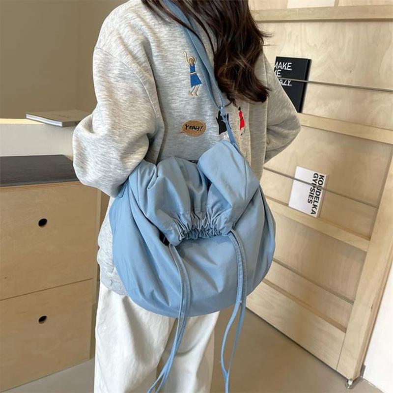 Bag Drawstring Tote Blue One Size