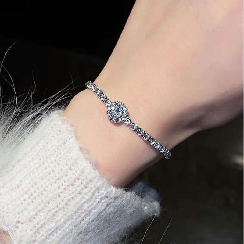 Rhinestone Floral Bracelet Alloy