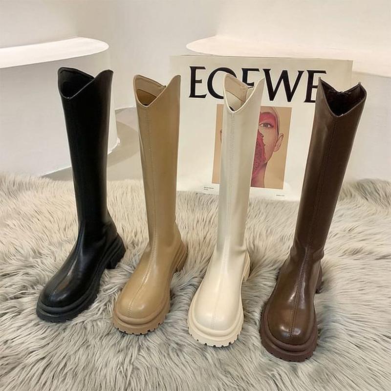 Boots Platform Plain Tall Off-White 38