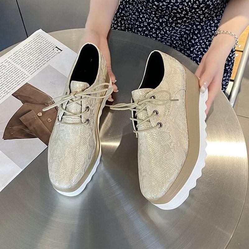 Derby Platform Shoes Lace-Up White 38