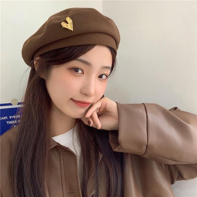 Heart Beret Light Khaki M