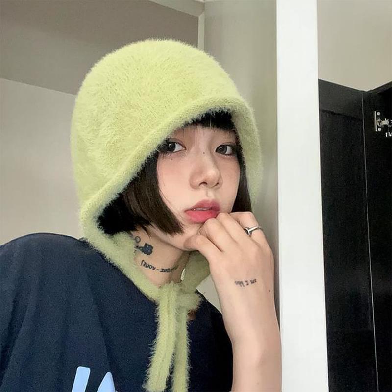 Knit Hat Plain Cloche Dark Blue M