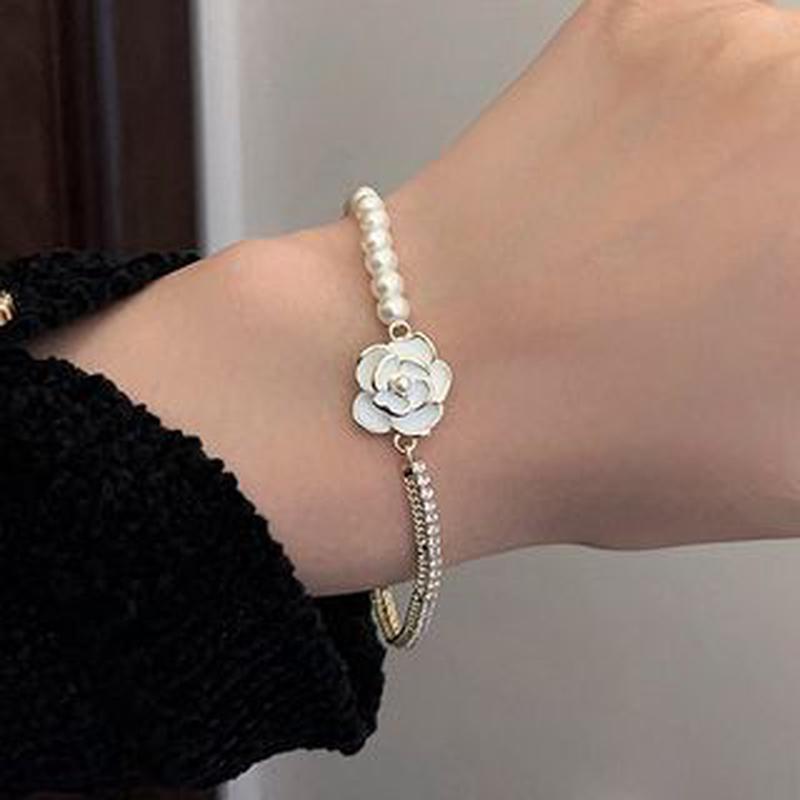 Faux Floral Bracelet Alloy Pearl