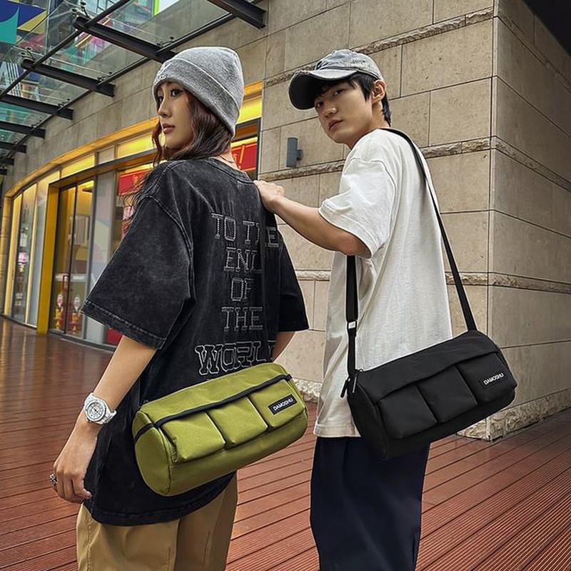 Crossbody Lettering Bag Barrel Khaki One Size